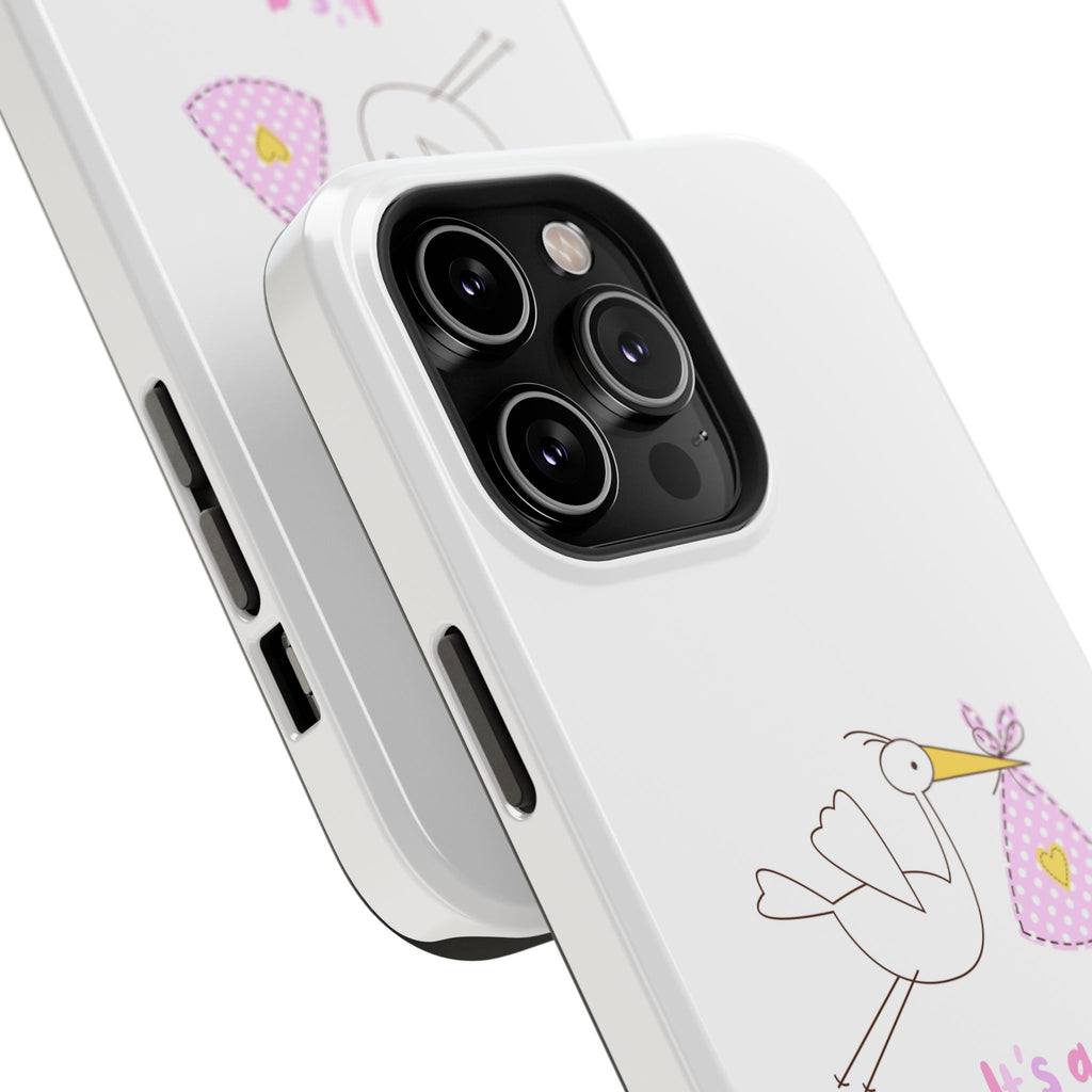 Phone Case - "It's a Girl!" Stork Baby Announcement Impact-Resistant Case