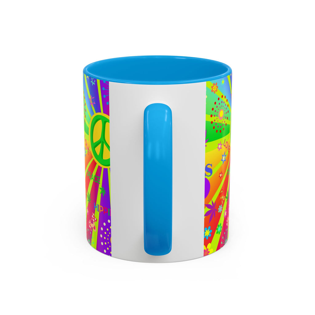 70s Peace Sign Psychedelic Mug | Retro Hippie Rainbow Coffee Cup