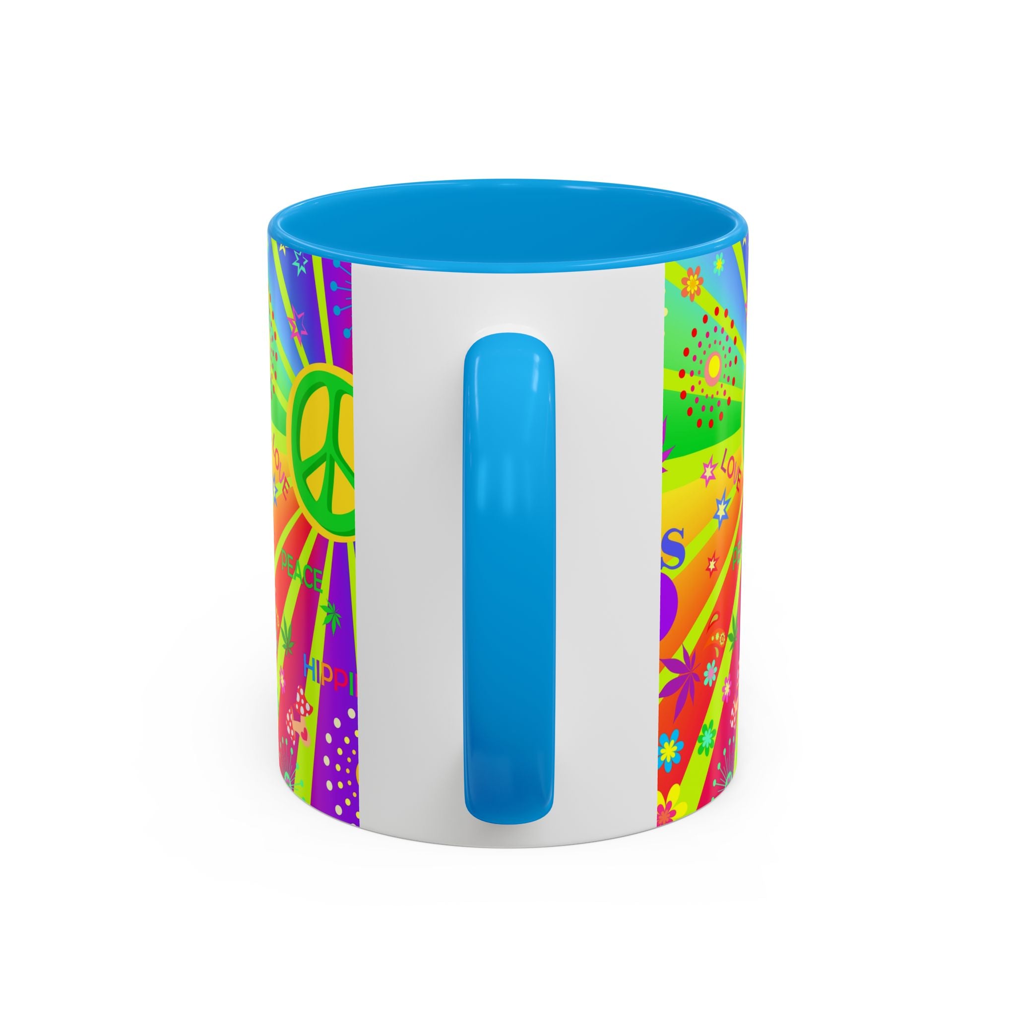 70s Peace Sign Psychedelic Mug | Retro Hippie Rainbow Coffee Cup
