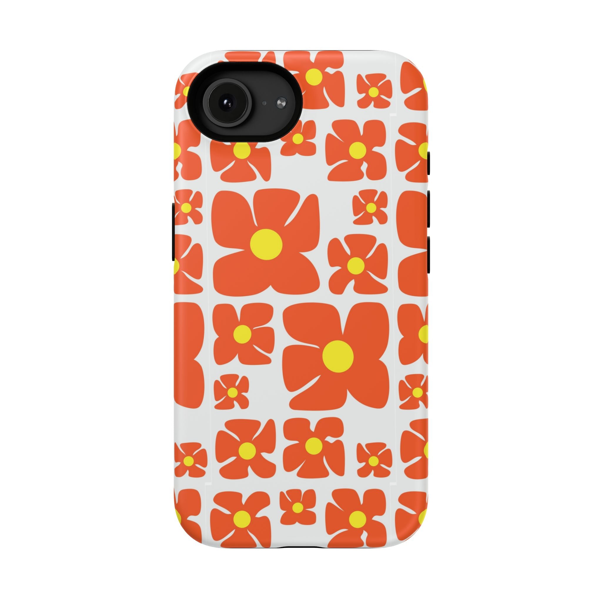 Retro Orange Floral Phone Case | Impact-Resistant Case