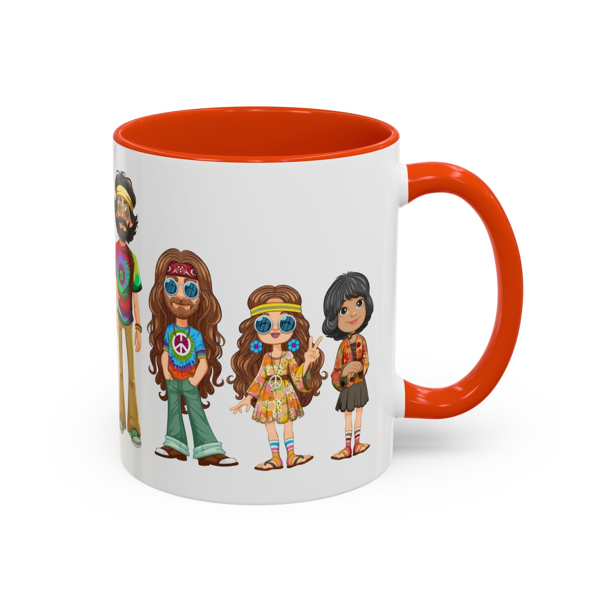 Retro Hippie Characters Mug | 11oz or 15oz Color Accent Ceramic