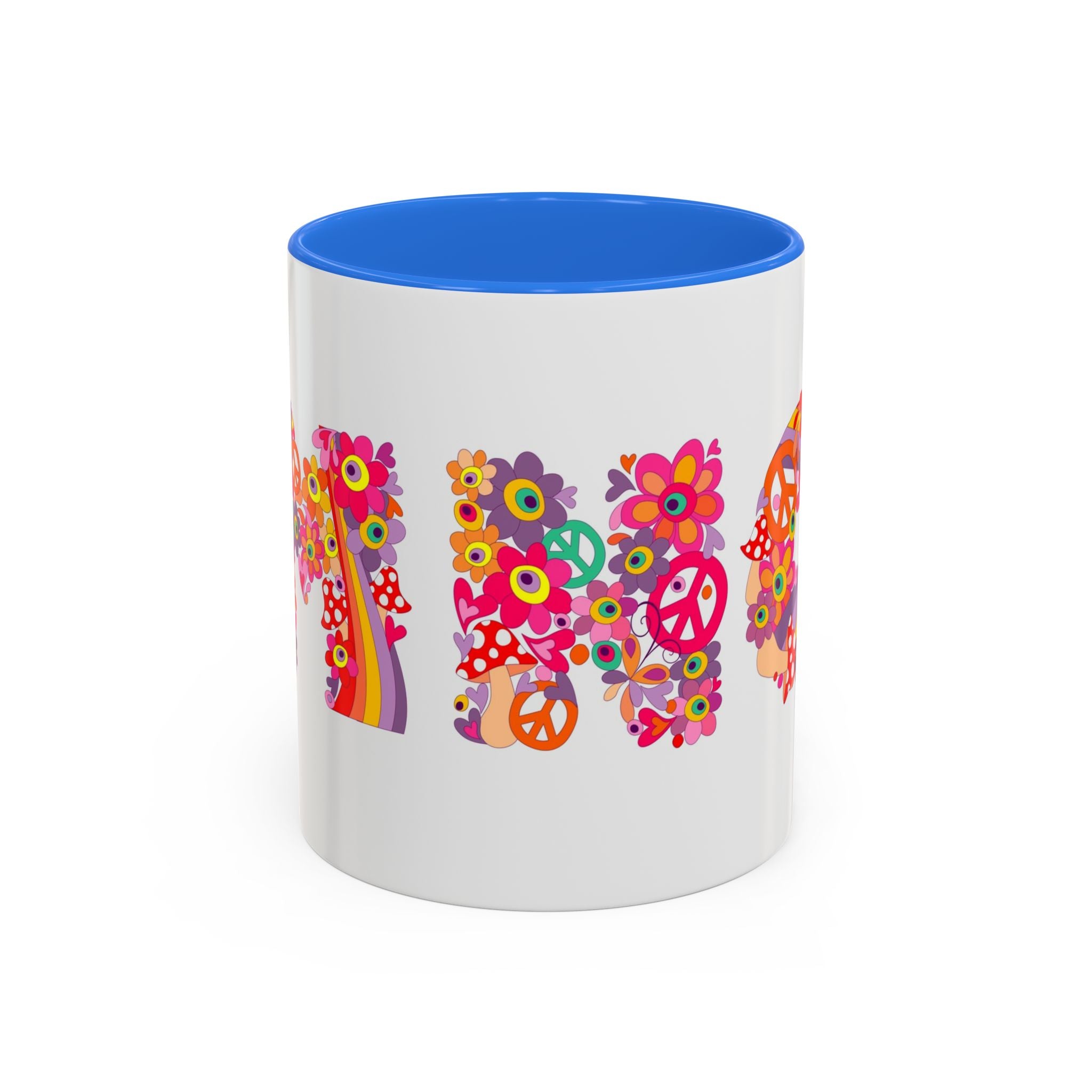 Retro Peace Flower Power Mug | Colorful 70s Hippie Design