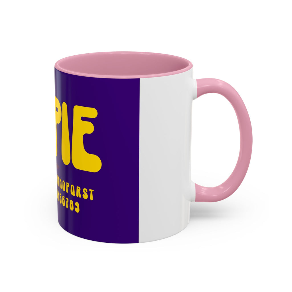 Hippie Typography Mug | Retro 70s Bubble Letters, Purple Yellow 11oz 15oz