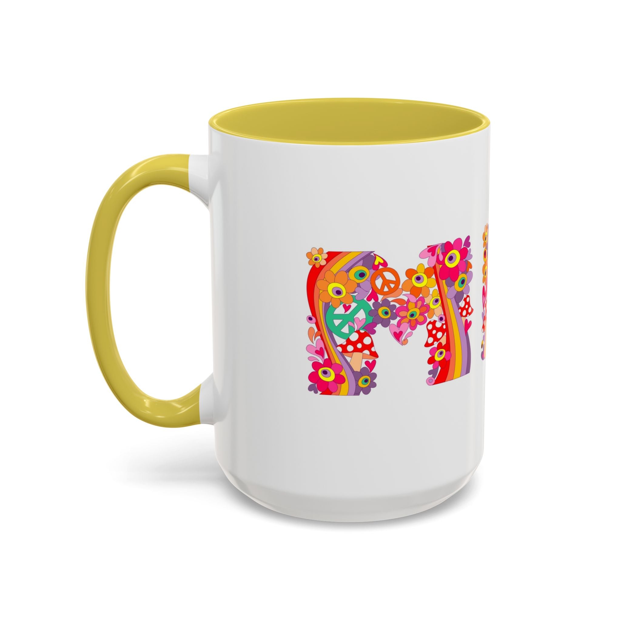Retro Peace Flower Power Mug | Colorful 70s Hippie Design