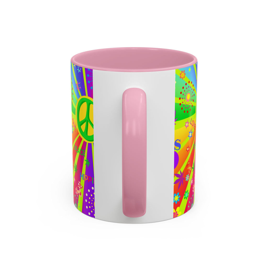70s Peace Sign Psychedelic Mug | Retro Hippie Rainbow Coffee Cup