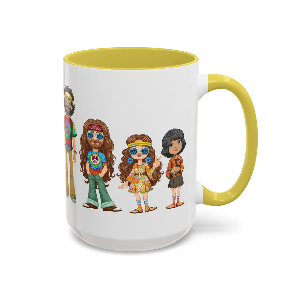 Retro Hippie Characters Mug | 11oz or 15oz Color Accent Ceramic