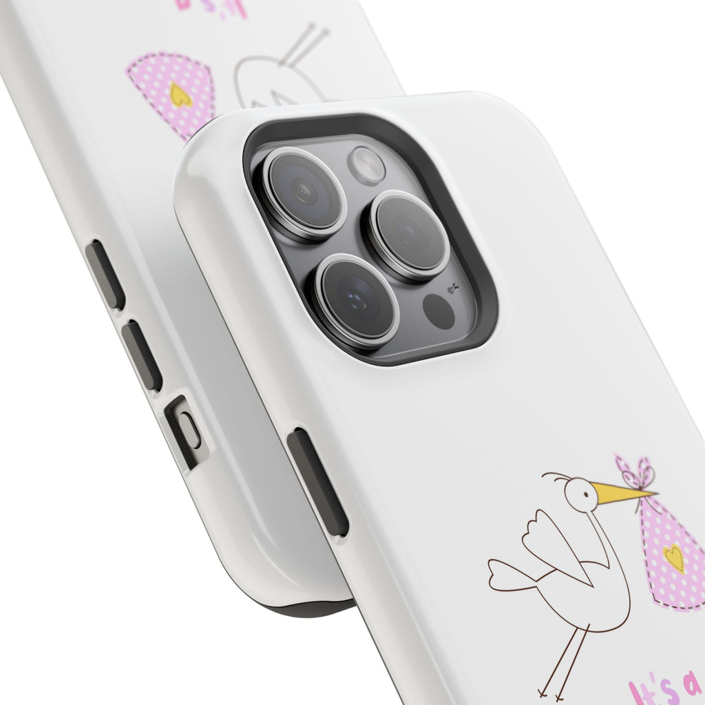 Phone Case - "It's a Girl!" Stork Baby Announcement Impact-Resistant Case