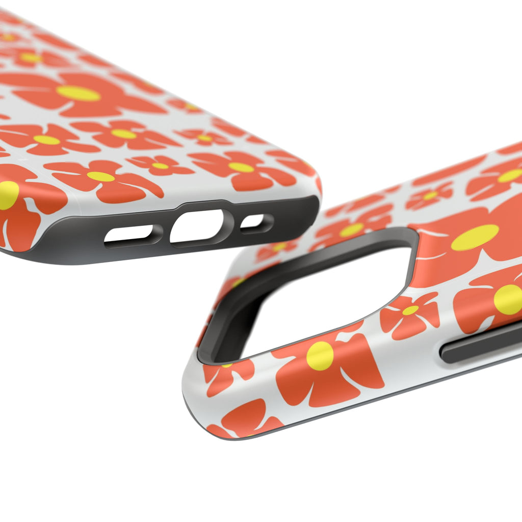 Retro Orange Floral Phone Case | Impact-Resistant Case