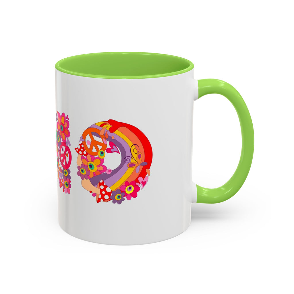 Retro Peace Flower Power Mug | Colorful 70s Hippie Design