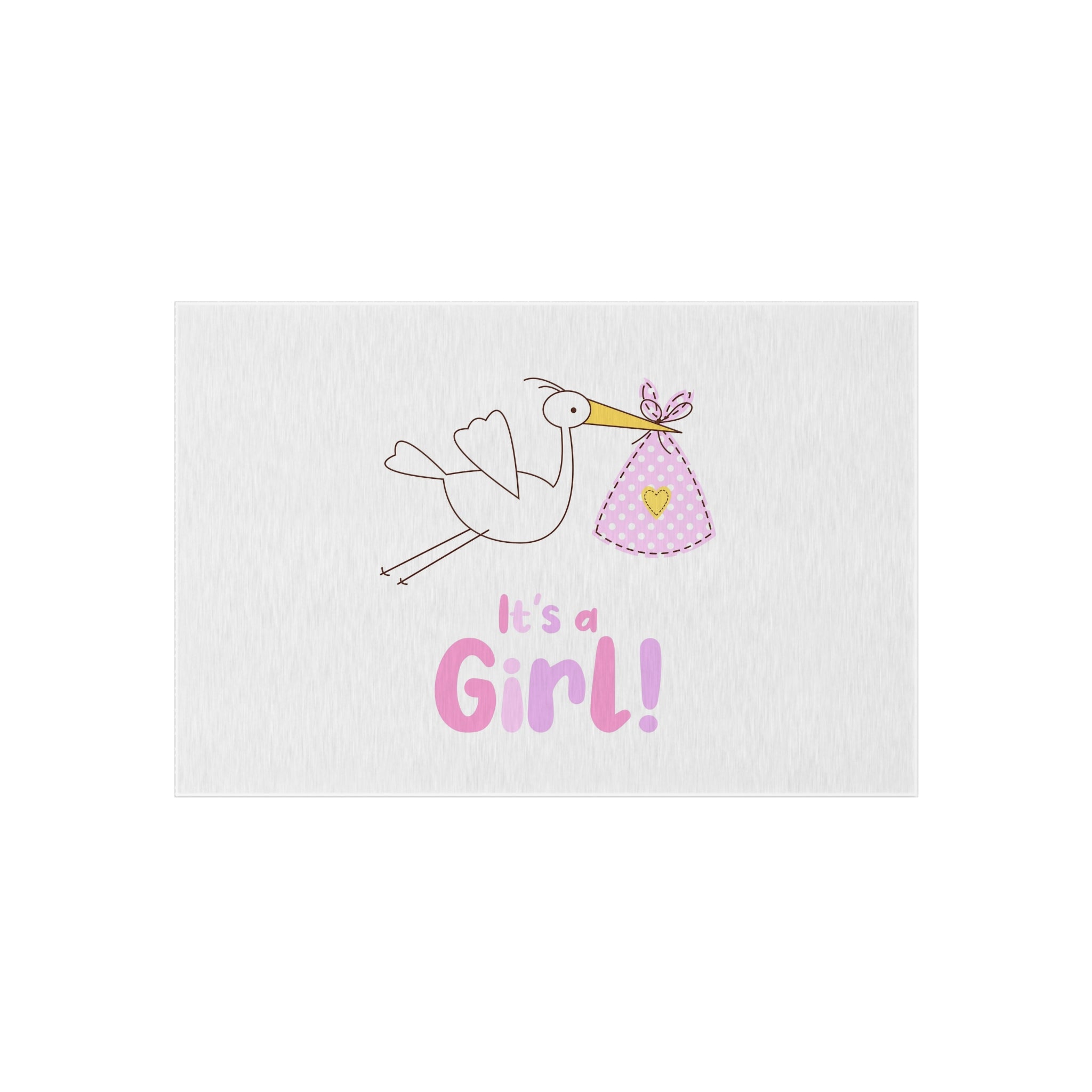 Stork with Bundle It's a Girl Outdoor Rug | Baby Shower Nursery Decor