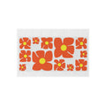 Retro Orange Flower Pattern Outdoor Rug | Mid Century Floral Patio Mat