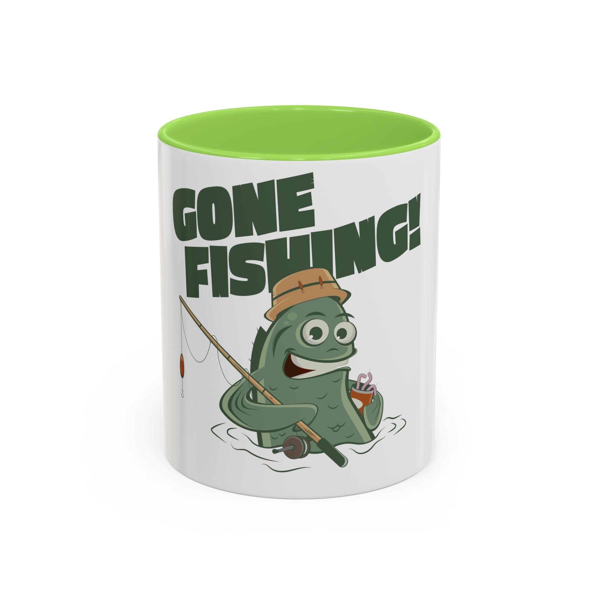 Gone Fishing fish character Mug | 11oz 15oz colorful ceramic