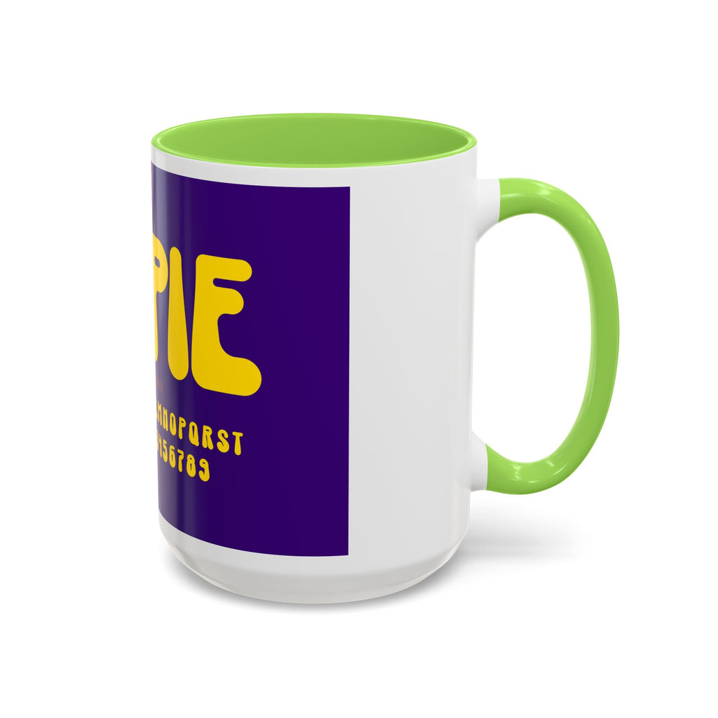 Hippie Typography Mug | Retro 70s Bubble Letters, Purple Yellow 11oz 15oz