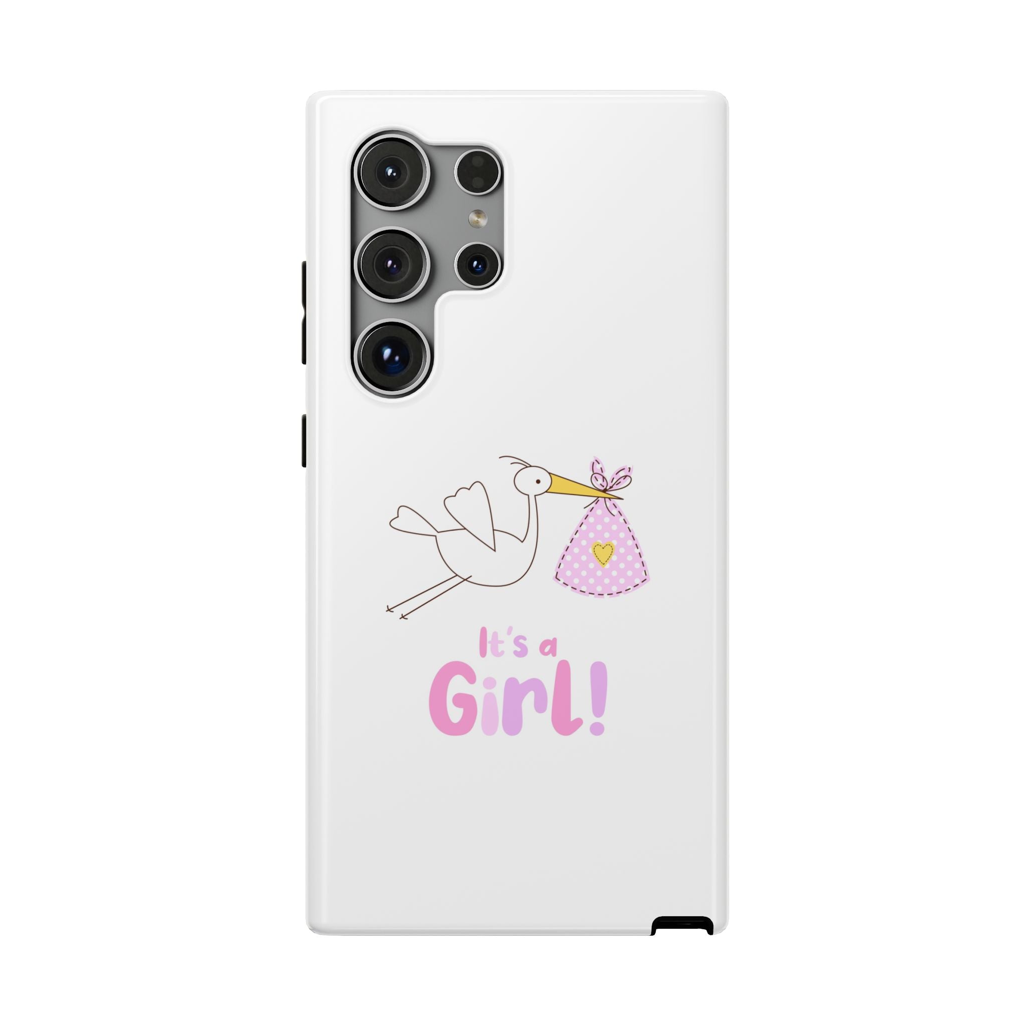 Phone Case - "It's a Girl!" Stork Baby Announcement Impact-Resistant Case