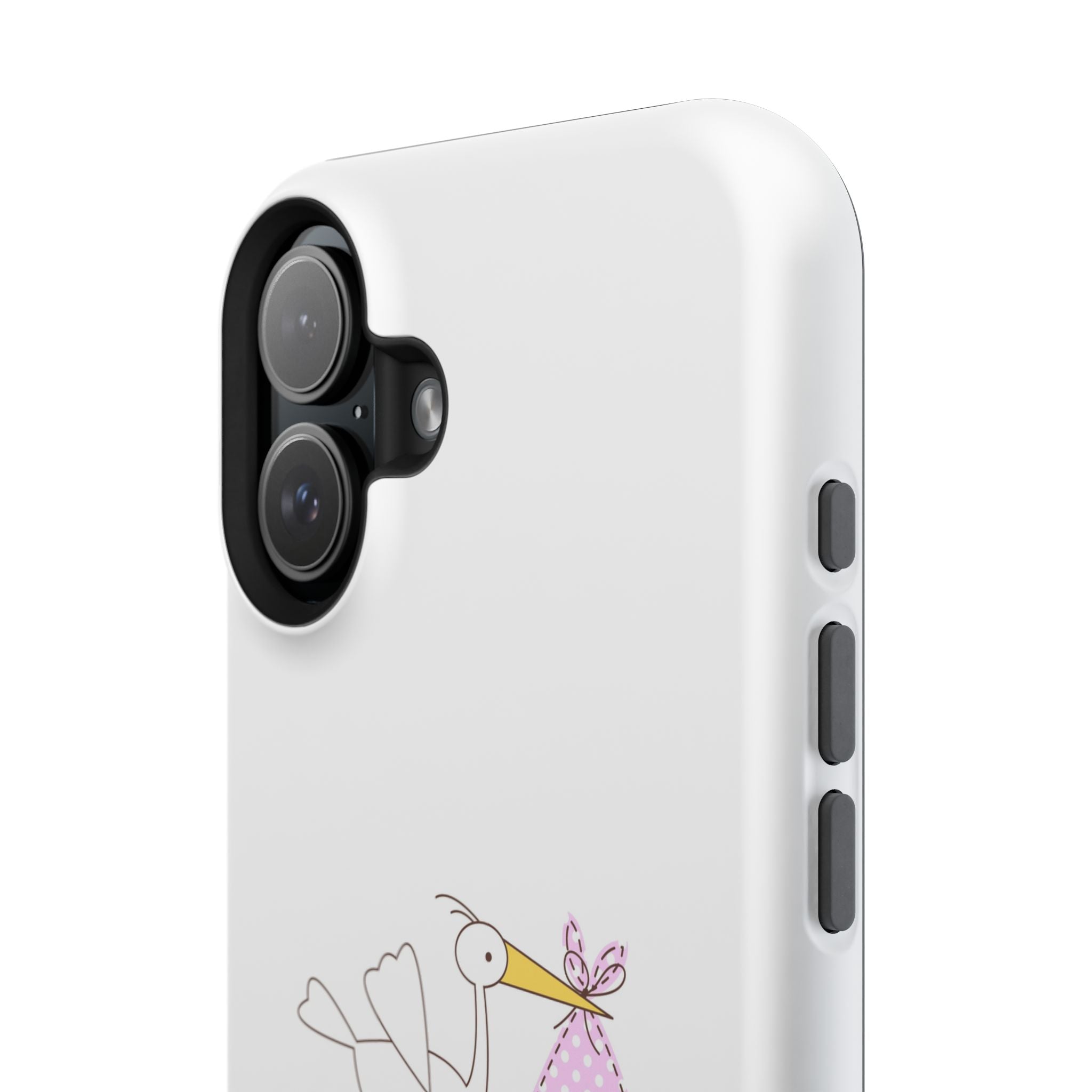 Stork carrying bundle "It's a Girl!" Phone Case | Impact-Resistant Case