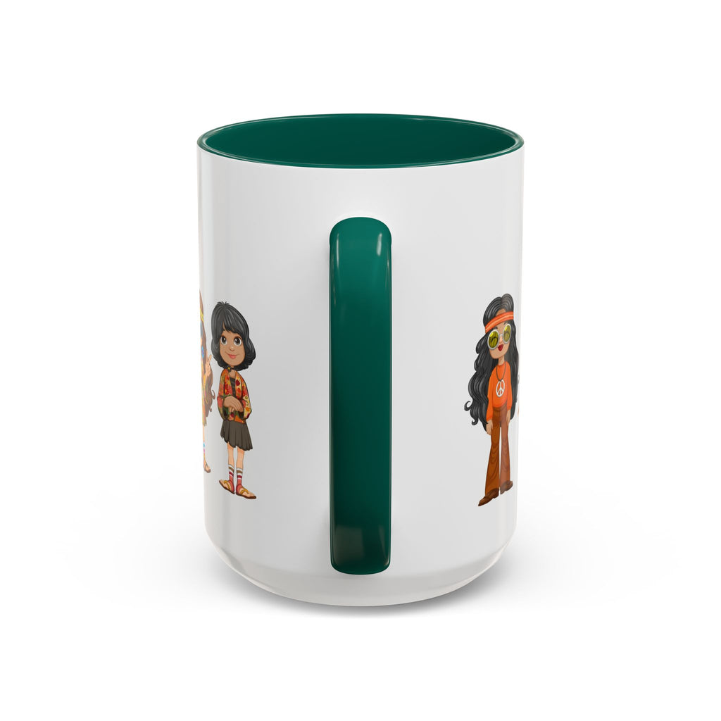 Retro Hippie Characters Mug | 11oz or 15oz Color Accent Ceramic