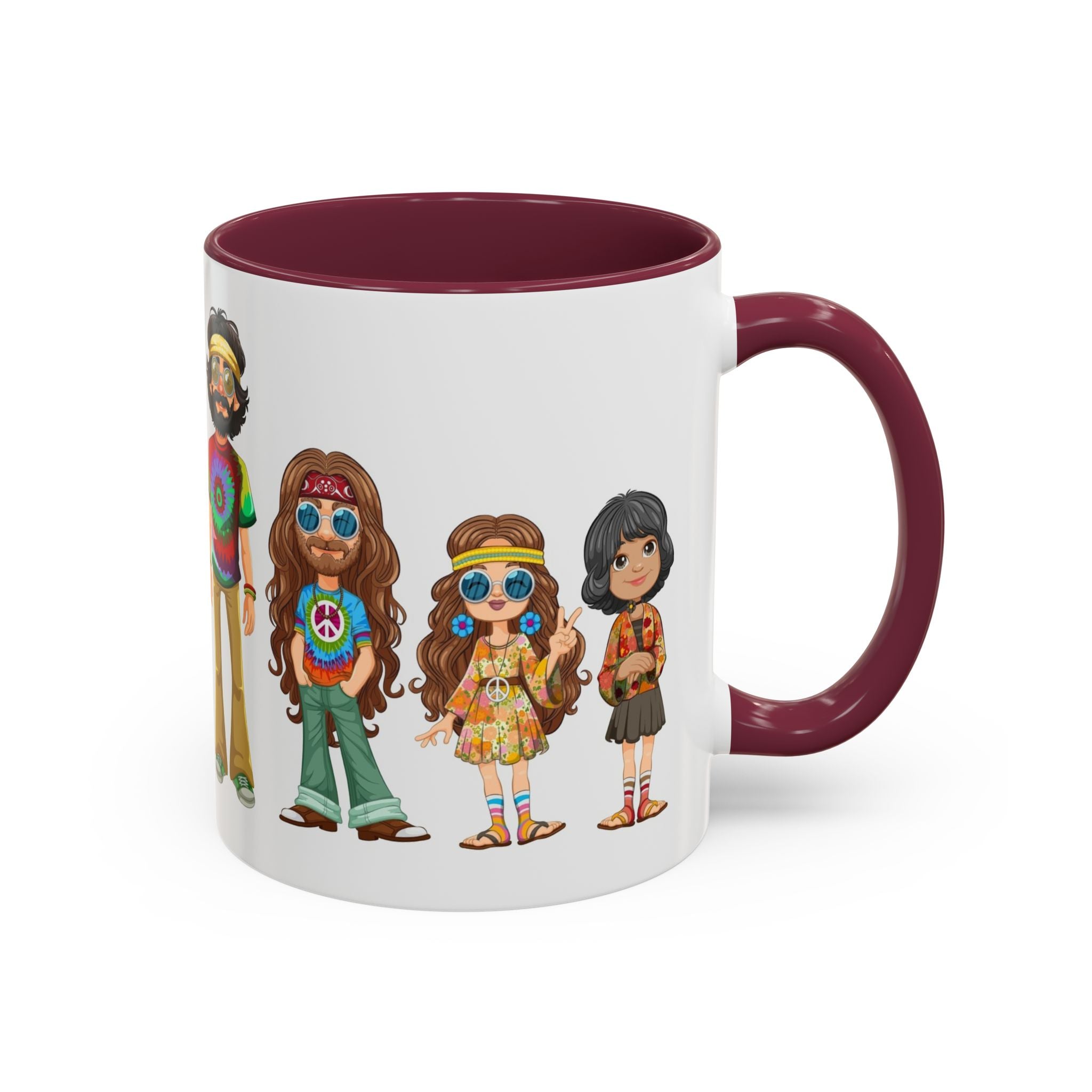 Retro Hippie Characters Mug | 11oz or 15oz Color Accent Ceramic