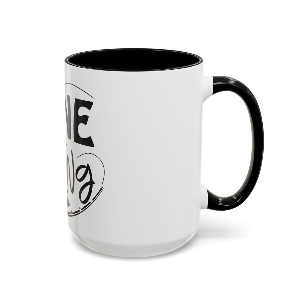 Gone Fishing mug | Fishing typography coffee mug, black handle and rim