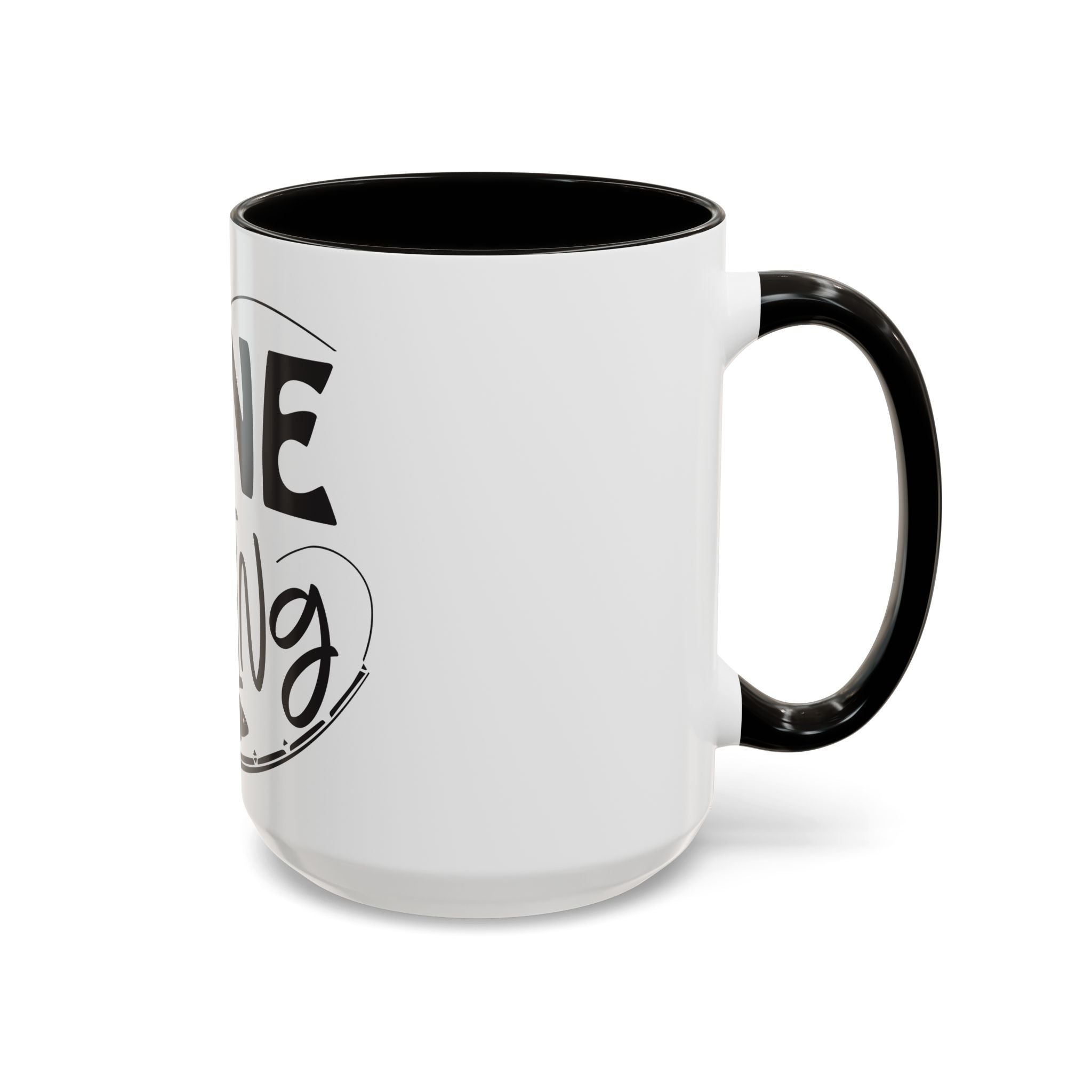 Gone Fishing mug | Fishing typography coffee mug, black handle and rim