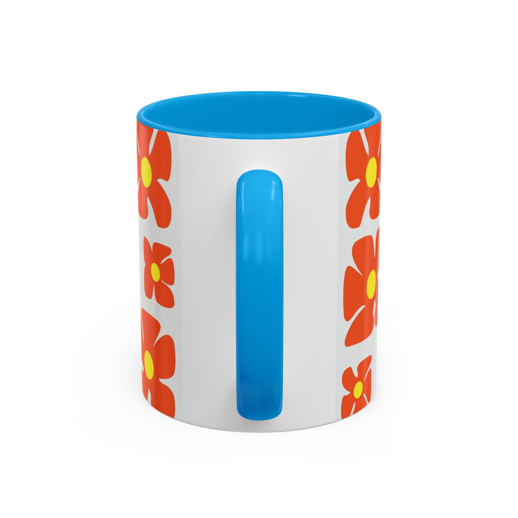 Retro Orange Flower Pattern Mug | 11oz 15oz Colorful Ceramic