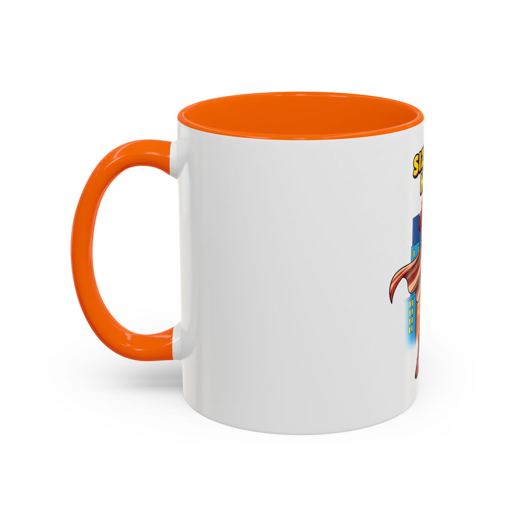 Sizzling Hero Mug | Accent Coffee Mug 11oz 15oz, Superhero City Design