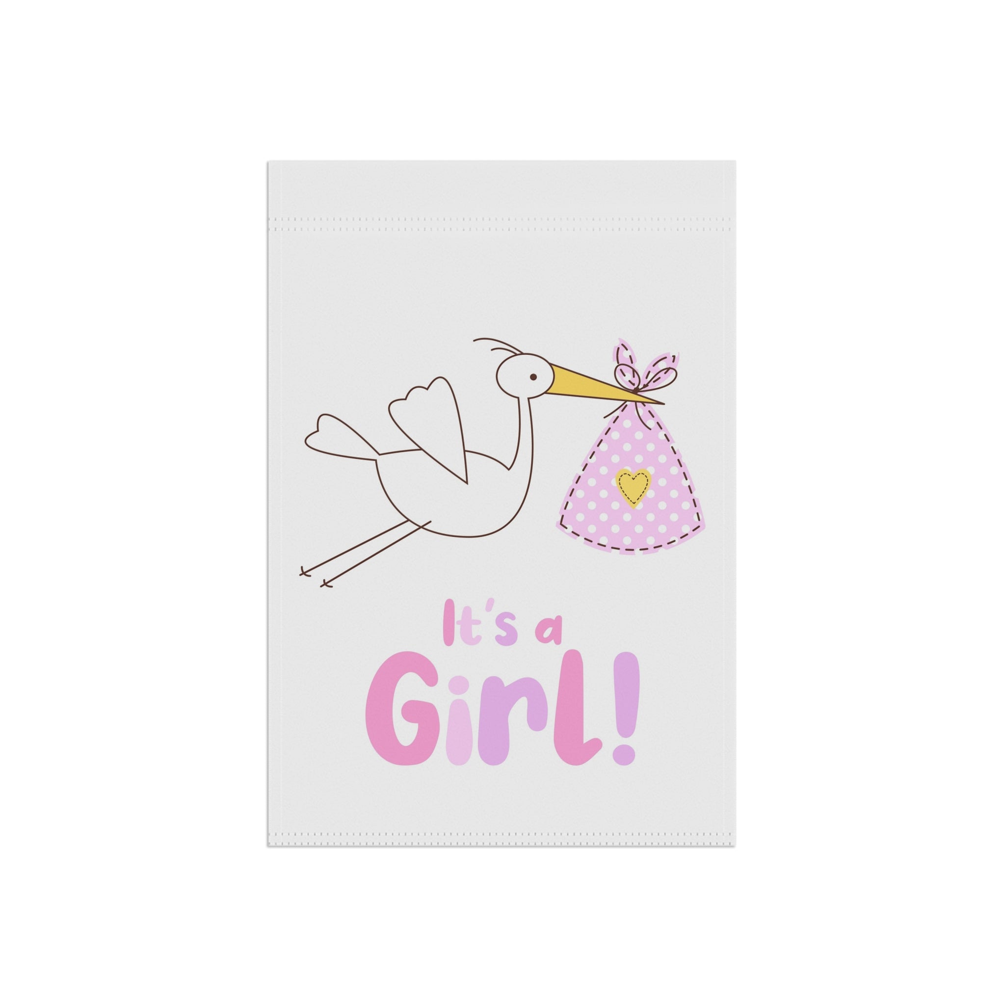 Stork with Pink Bundle It's a Girl! Garden Flag | House Banner