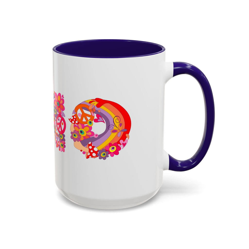 Retro Peace Flower Power Mug | Colorful 70s Hippie Design
