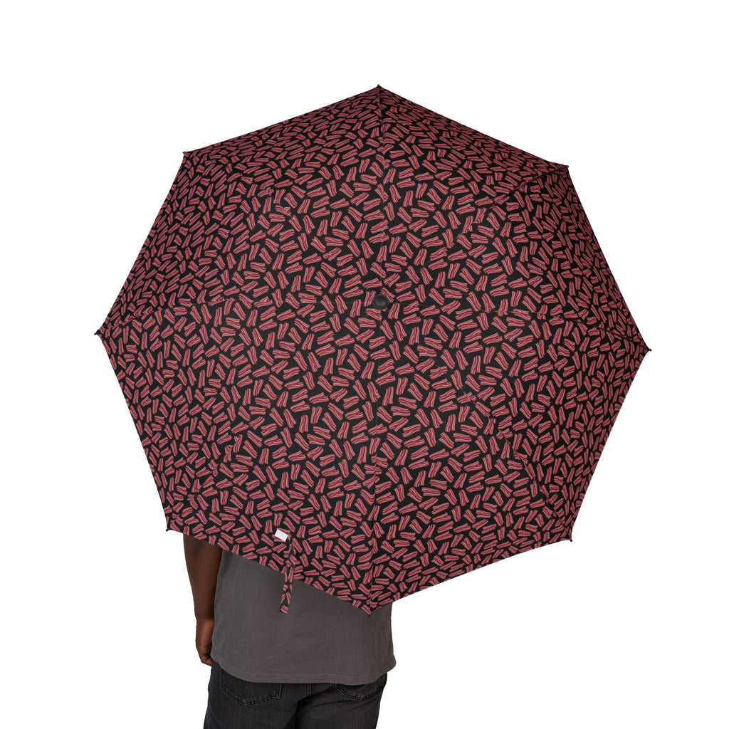 Maroon Leaf Pattern Umbrella | Foldable Compact Rain Umbrella