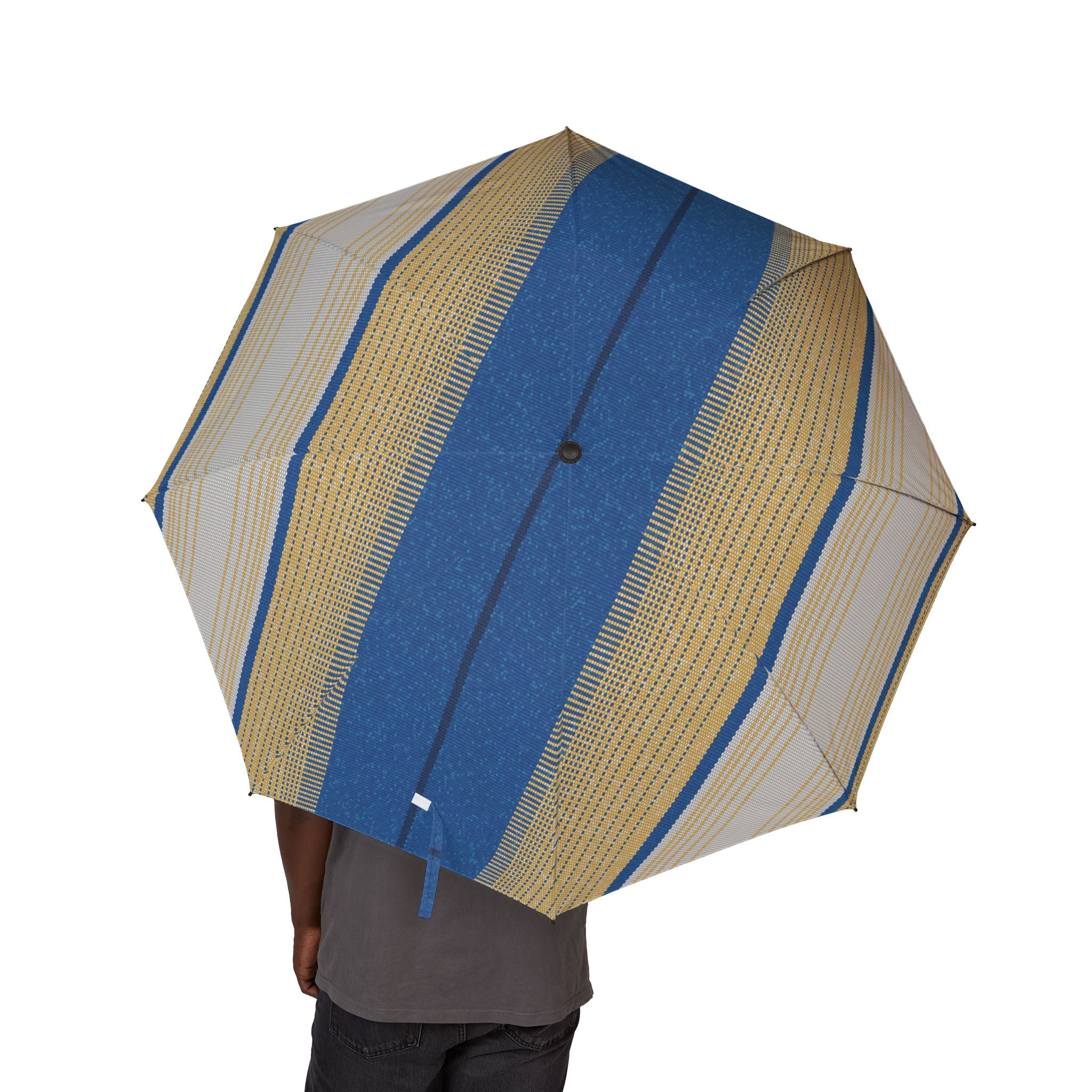 Blue and Beige Striped Pattern Umbrella | Foldable Rain Umbrella
