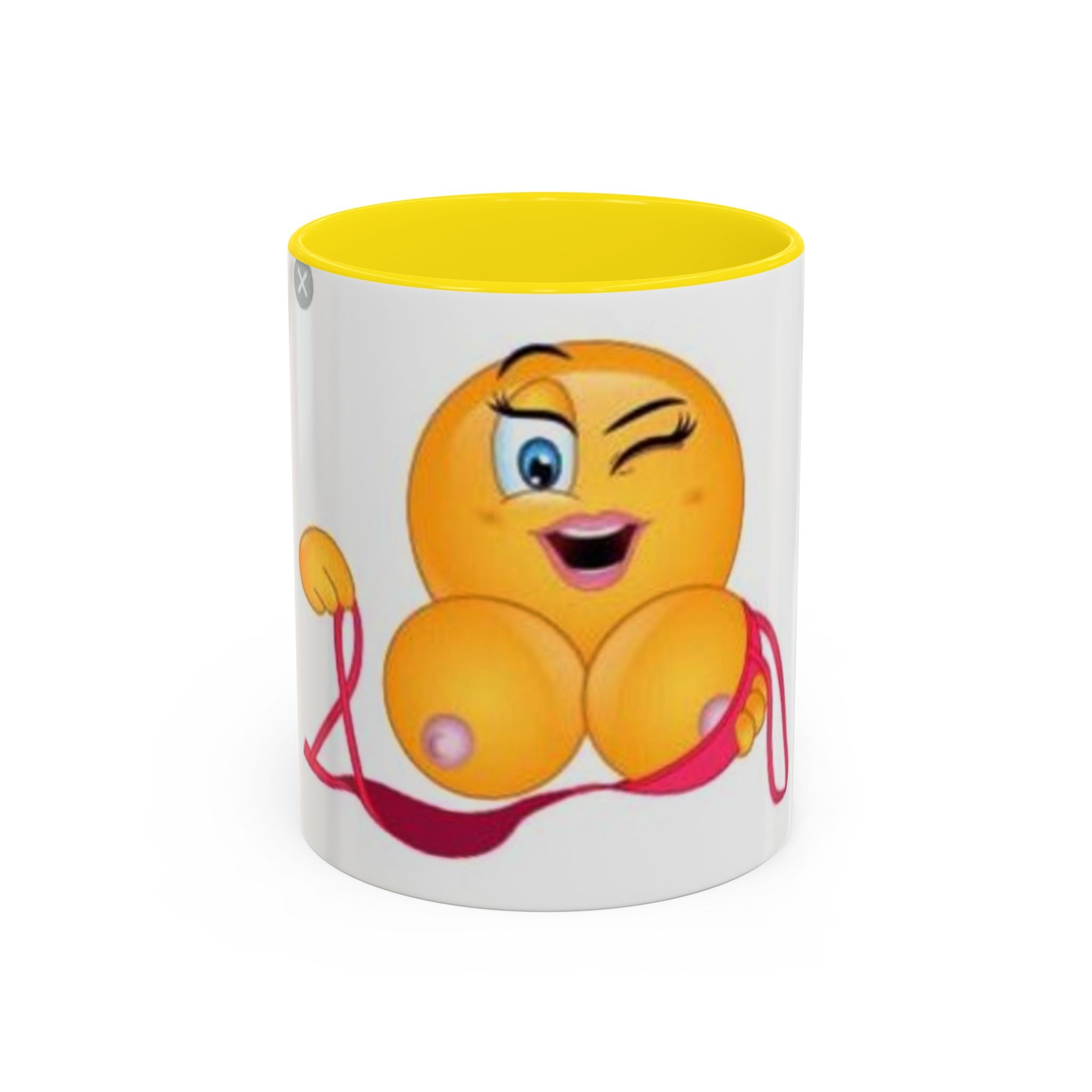 Winking Boob Emoji Mug Accent Coffee Mug | 11oz 15oz