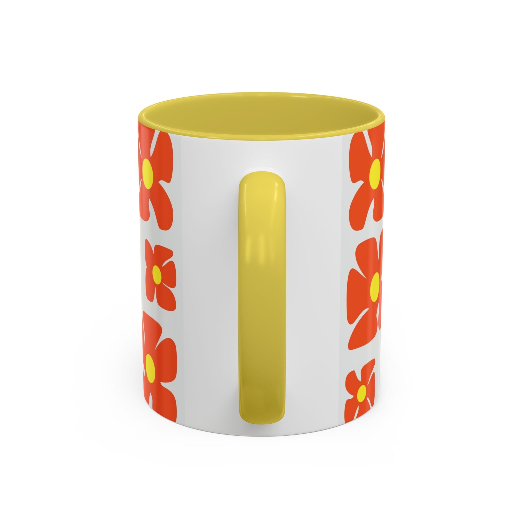 Retro Orange Flower Pattern Mug | 11oz 15oz Colorful Ceramic