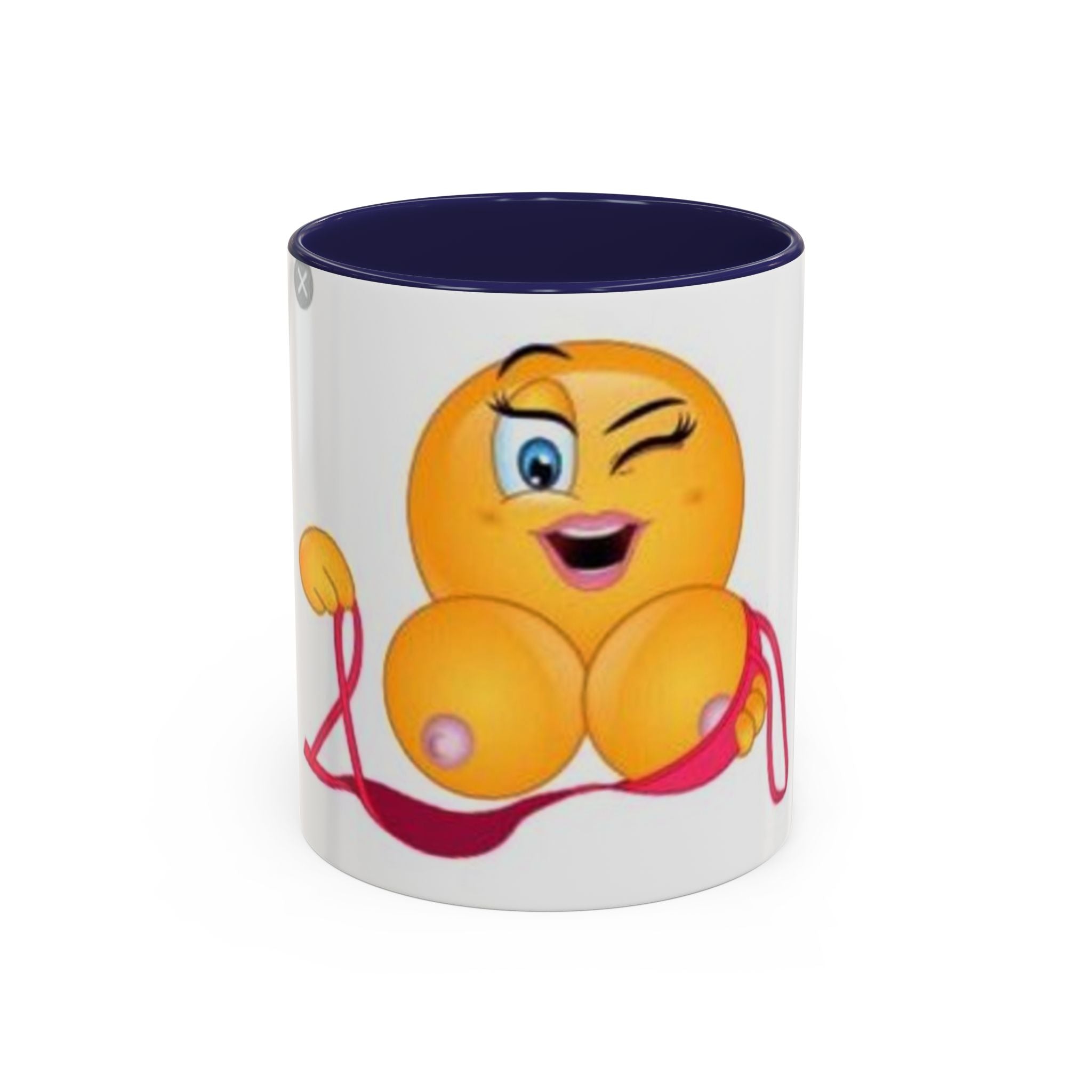 Winking Boob Emoji Mug Accent Coffee Mug | 11oz 15oz