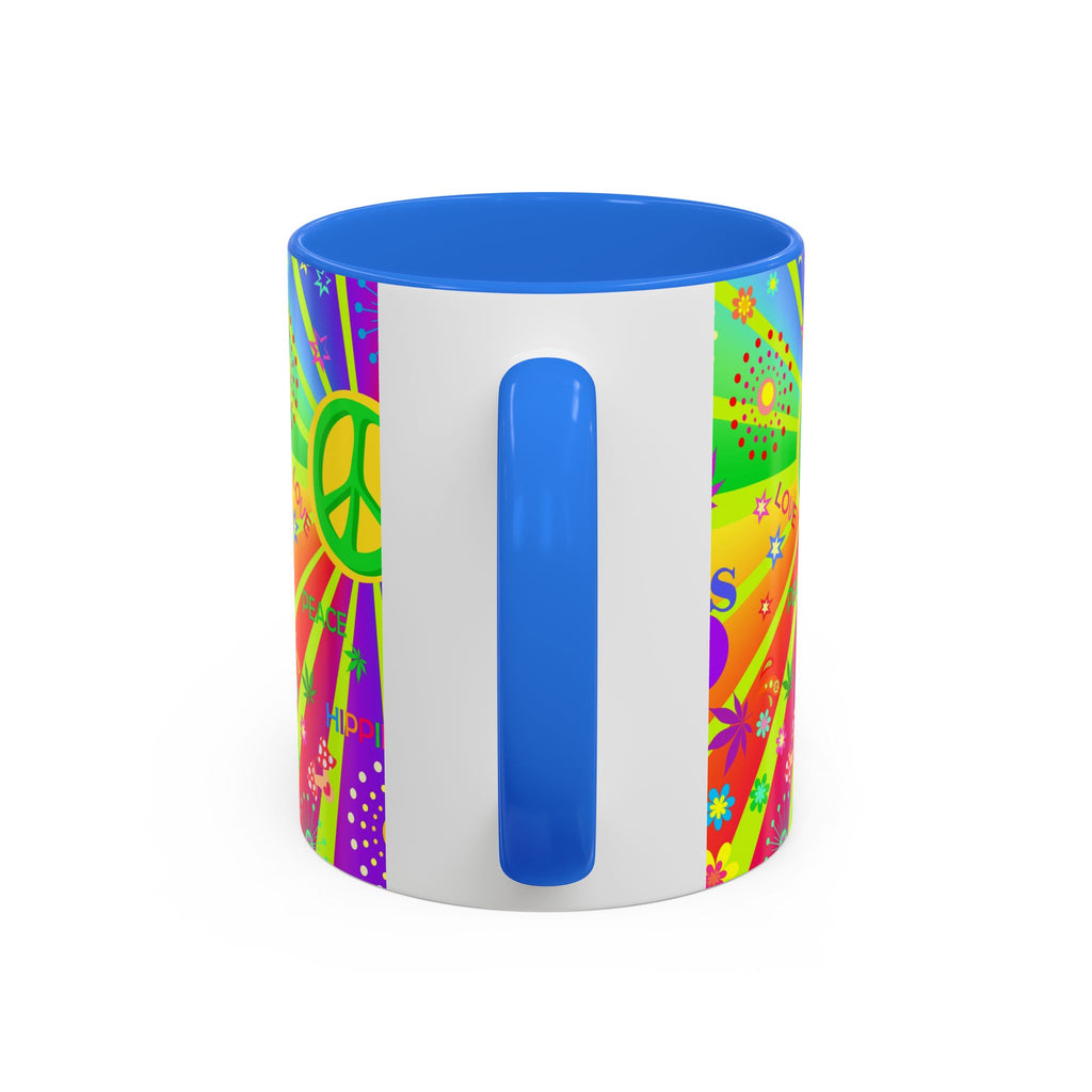 70s Peace Sign Psychedelic Mug | Retro Hippie Rainbow Coffee Cup