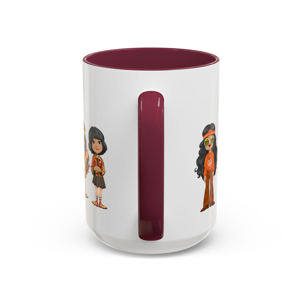 Retro Hippie Characters Mug | 11oz or 15oz Color Accent Ceramic