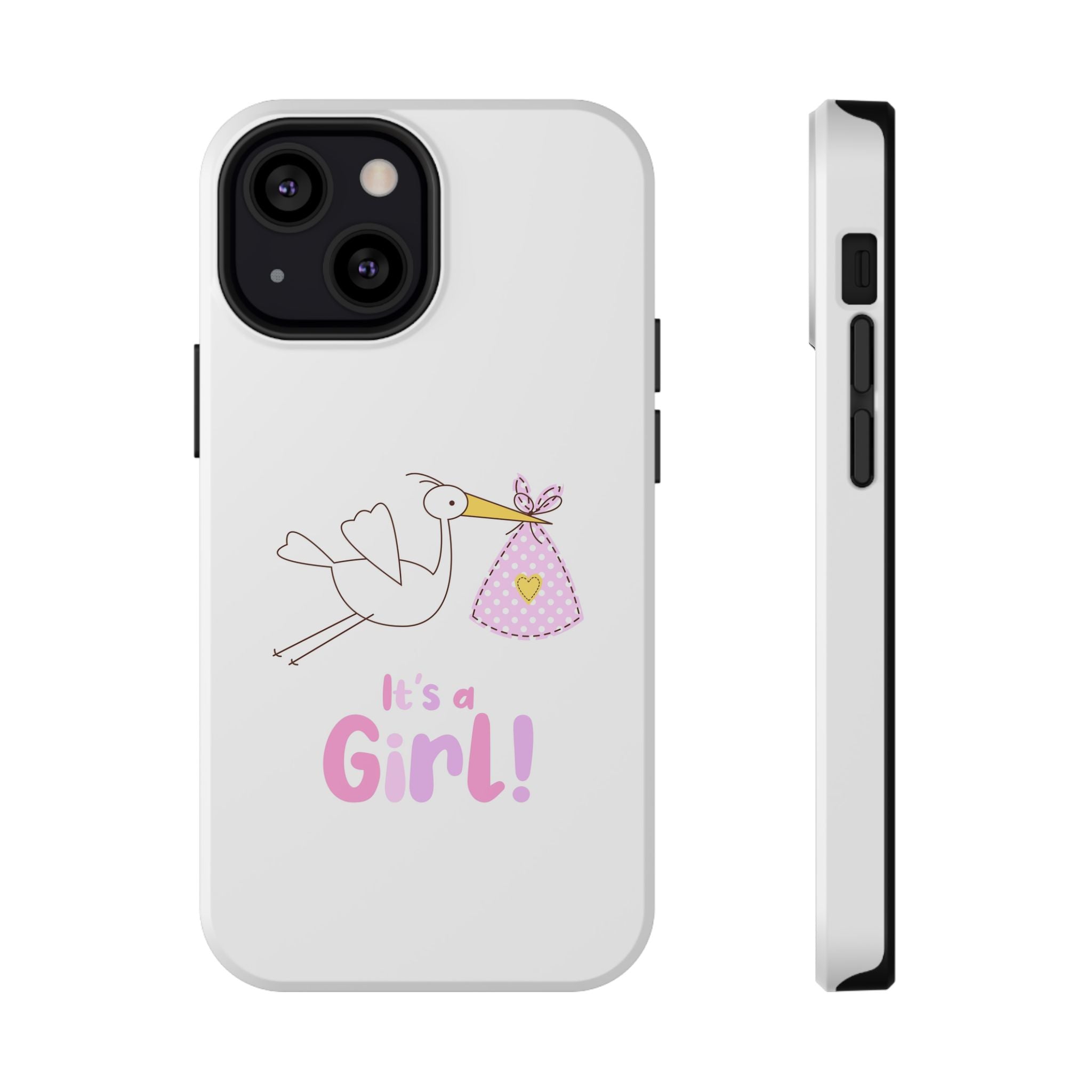 Phone Case - "It's a Girl!" Stork Baby Announcement Impact-Resistant Case