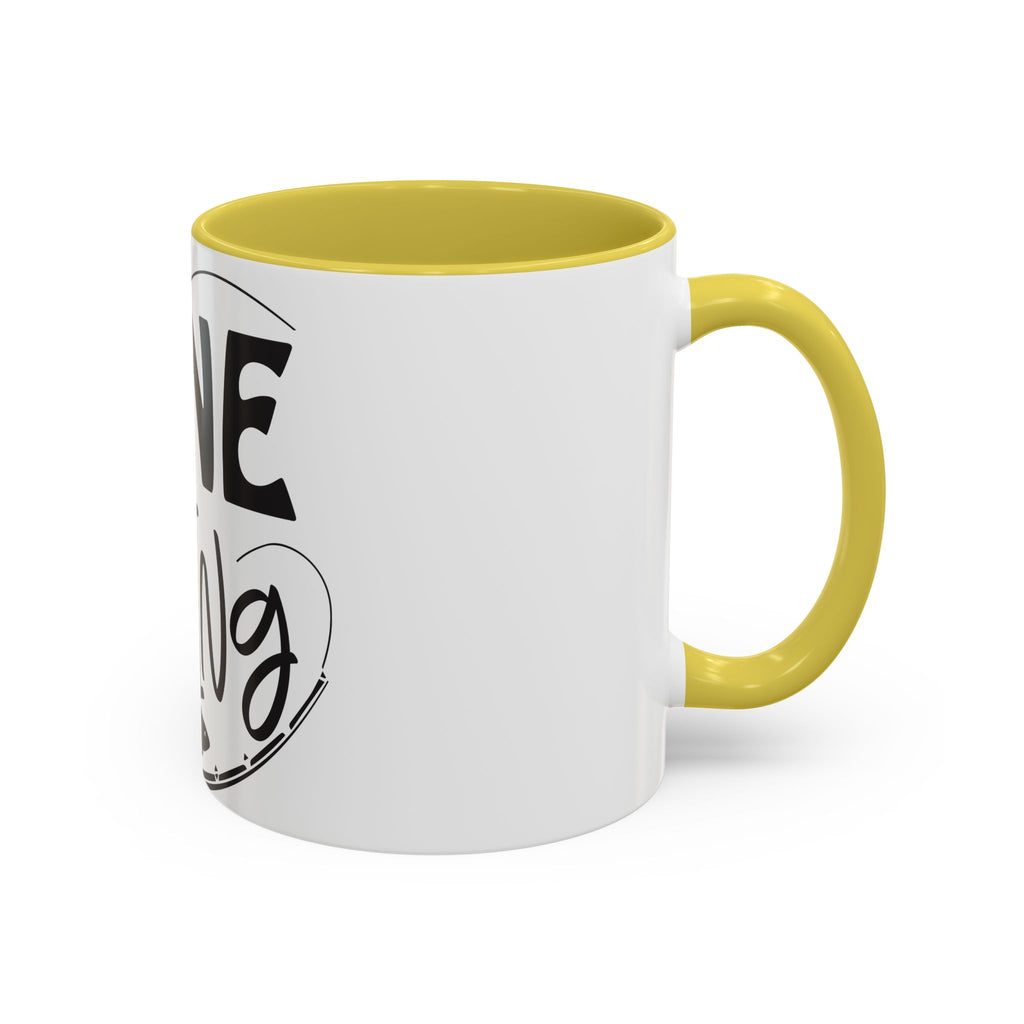 Gone Fishing mug | Fishing typography coffee mug, black handle and rim