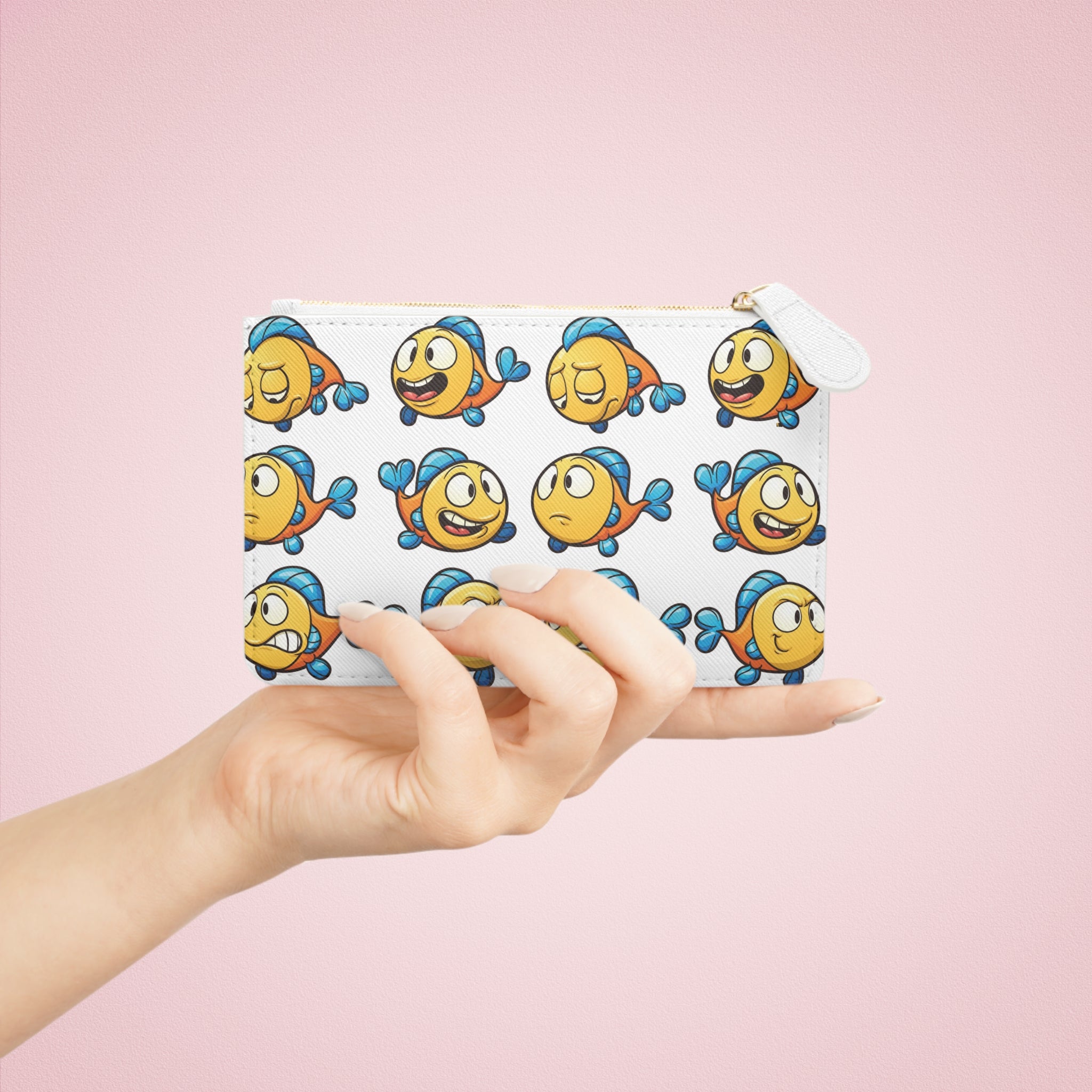 Cartoon Fish Pattern Mini Clutch Bag | Cute Yellow Blue Fish Wallet