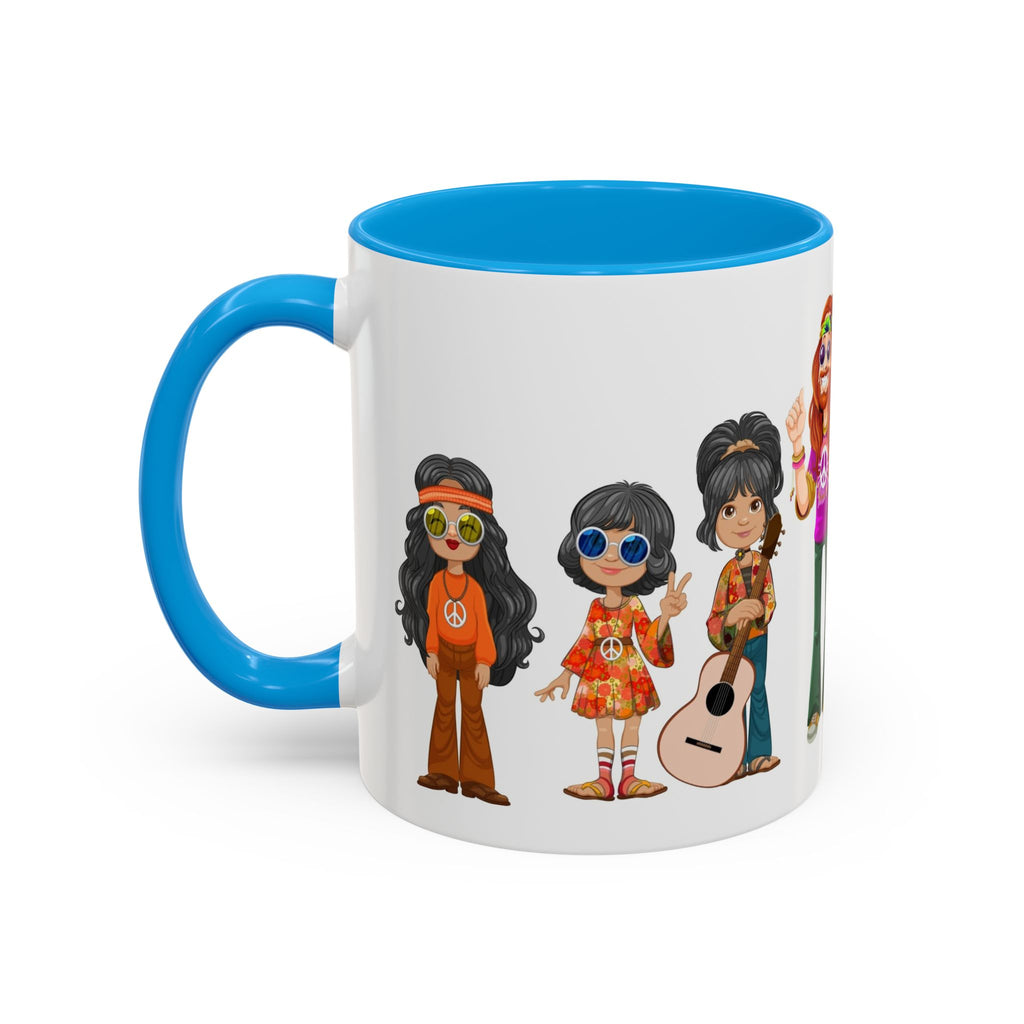 Retro Hippie Characters Mug | 11oz or 15oz Color Accent Ceramic