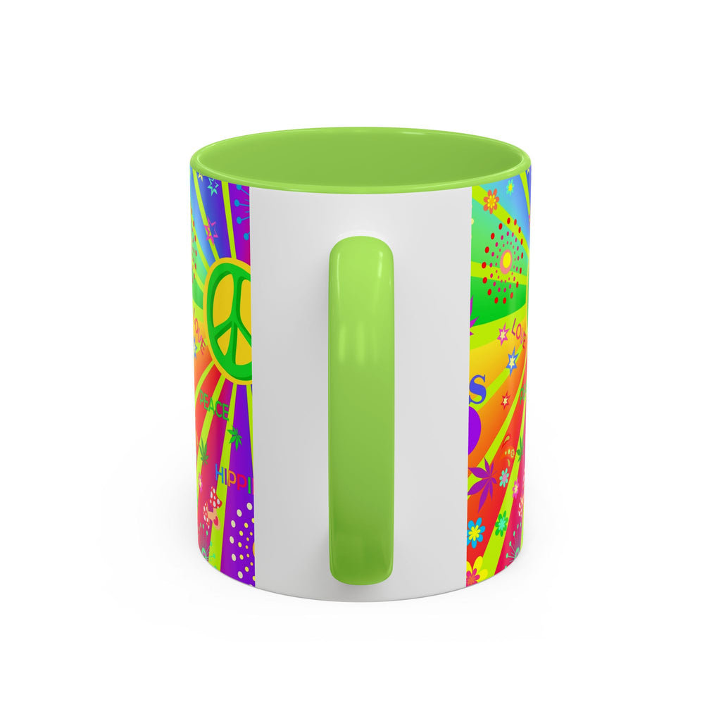 70s Peace Sign Psychedelic Mug | Retro Hippie Rainbow Coffee Cup