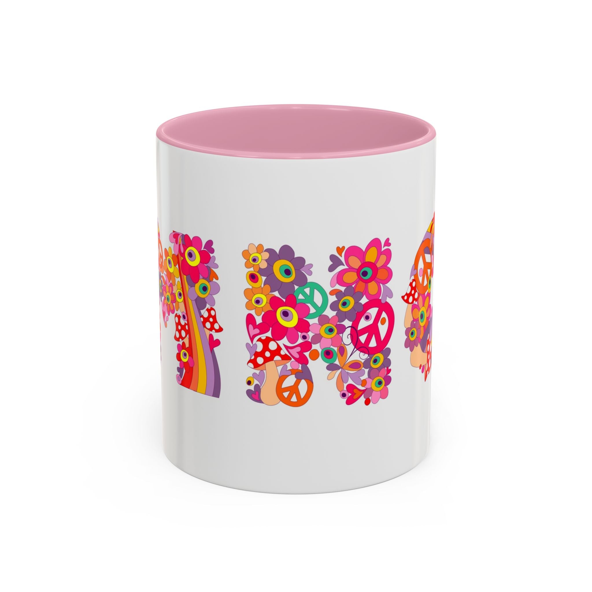Retro Peace Flower Power Mug | Colorful 70s Hippie Design
