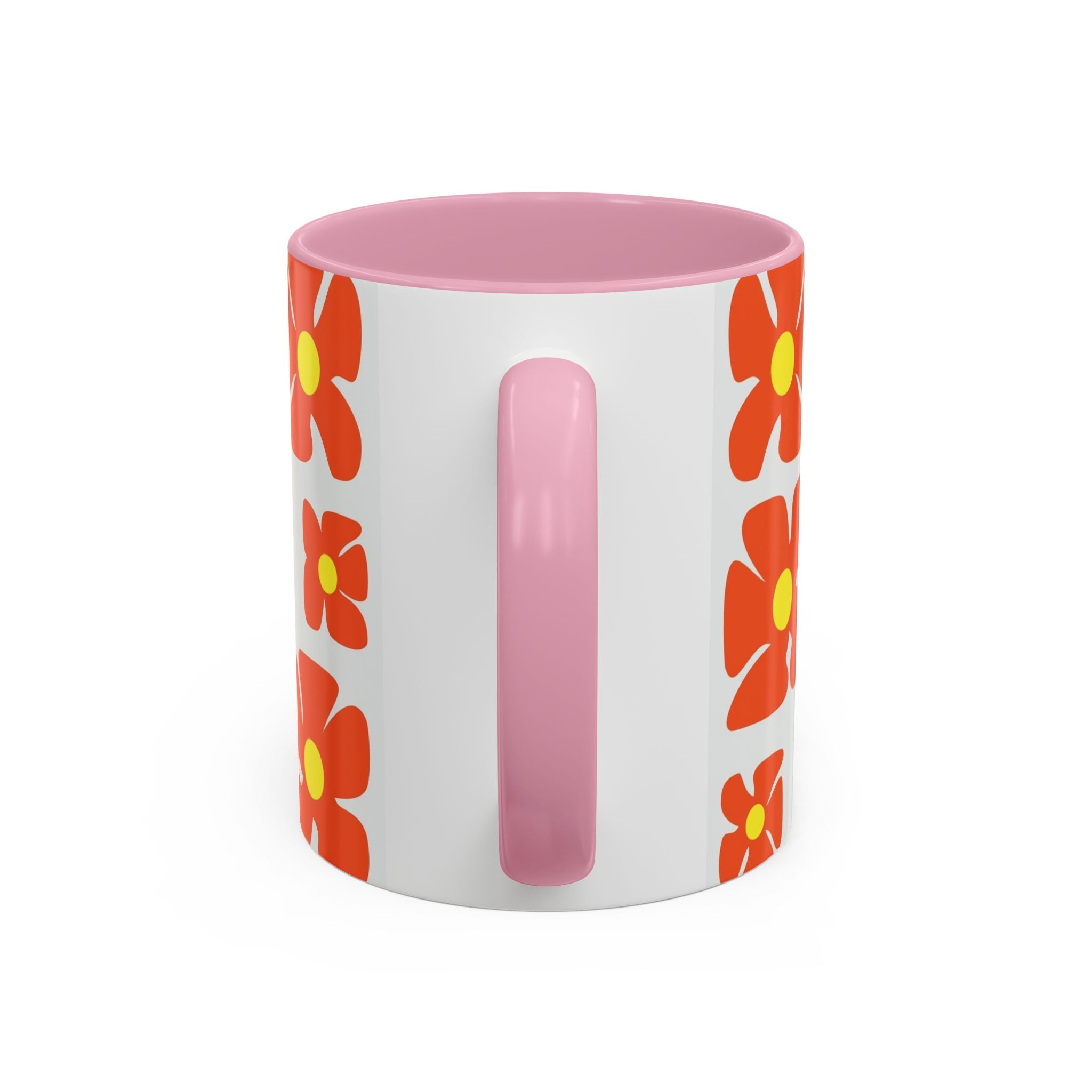 Retro Orange Flower Pattern Mug | 11oz 15oz Colorful Ceramic