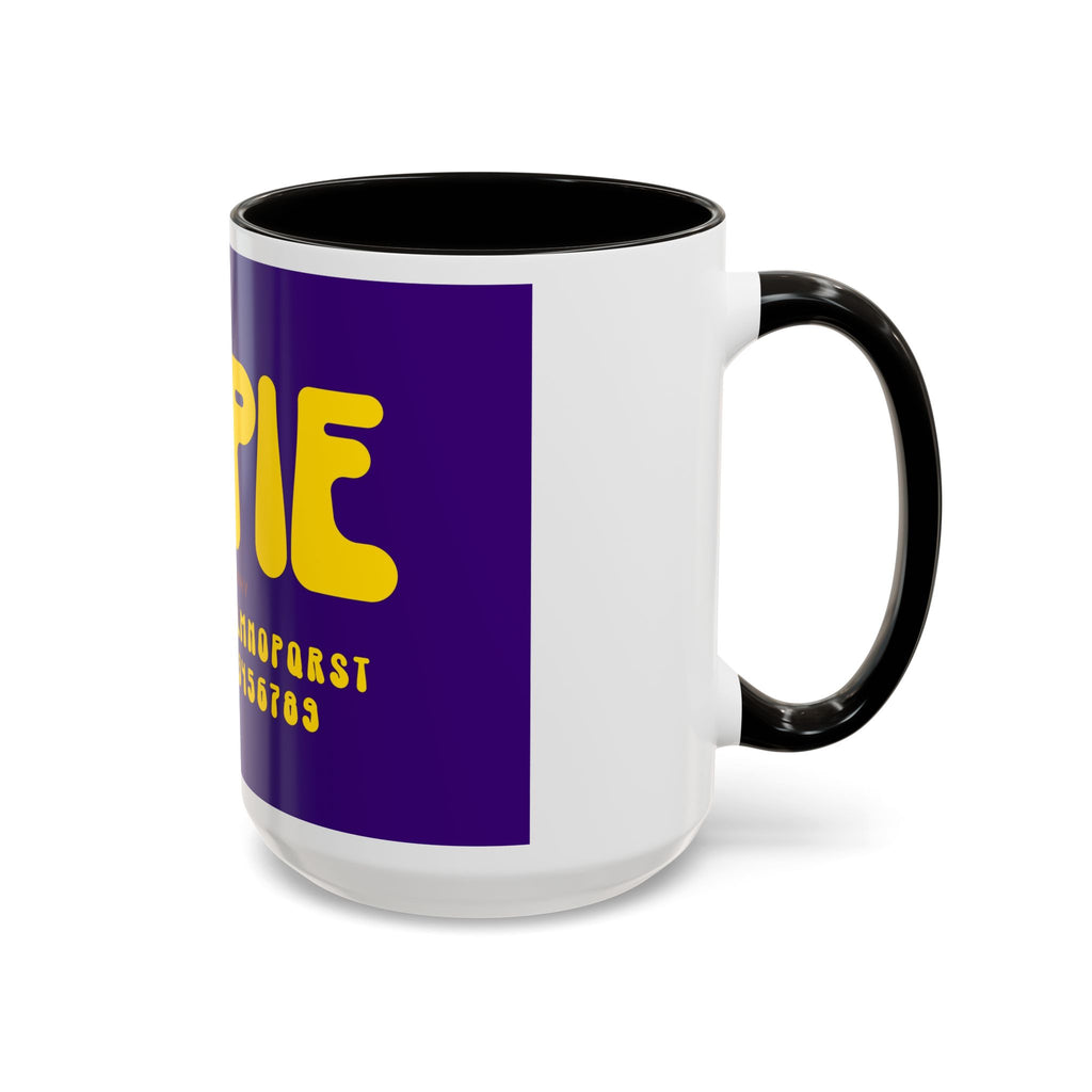 Hippie Typography Mug | Retro 70s Bubble Letters, Purple Yellow 11oz 15oz