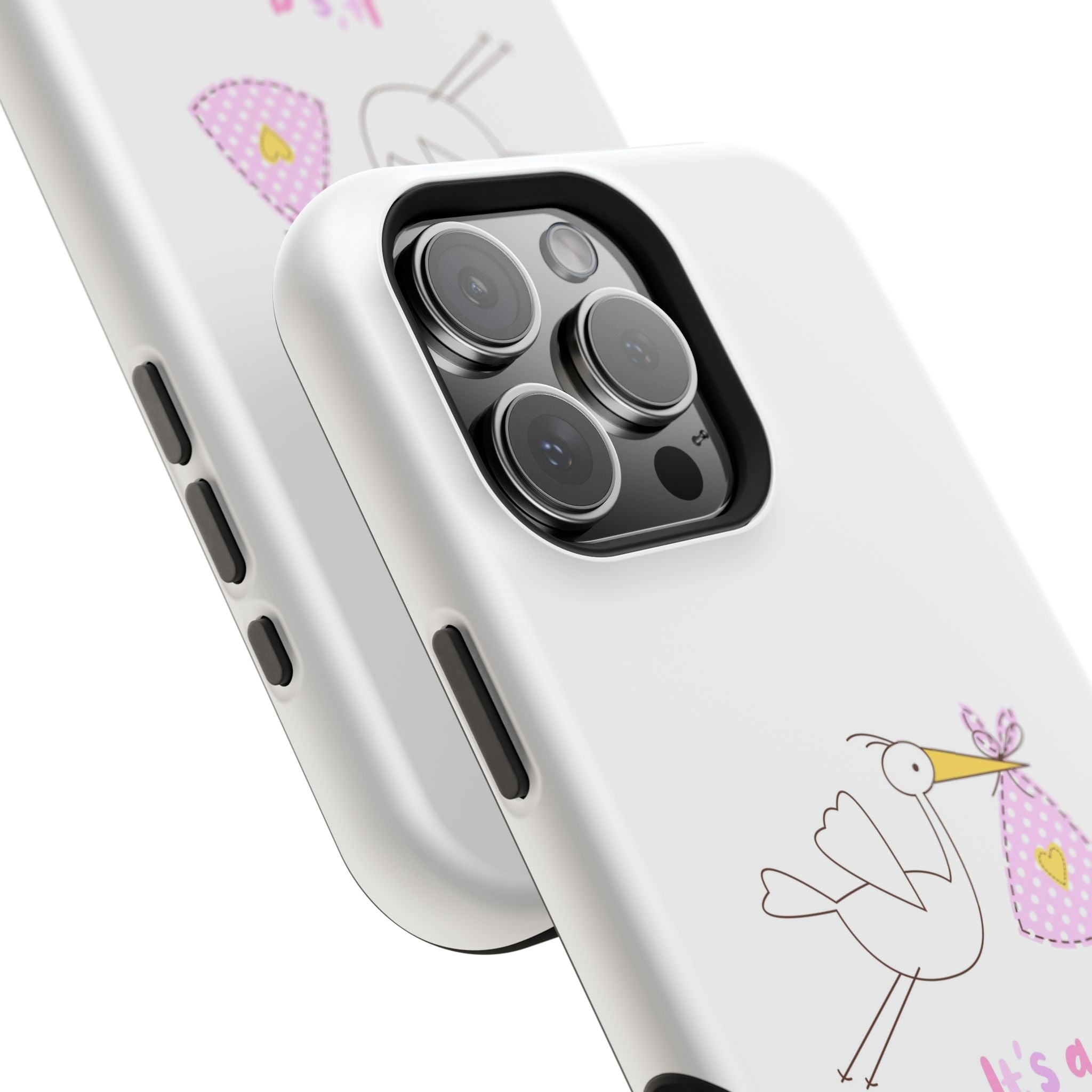Stork carrying bundle "It's a Girl!" Phone Case | Impact-Resistant Case