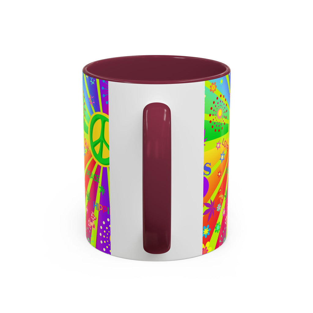 70s Peace Sign Psychedelic Mug | Retro Hippie Rainbow Coffee Cup