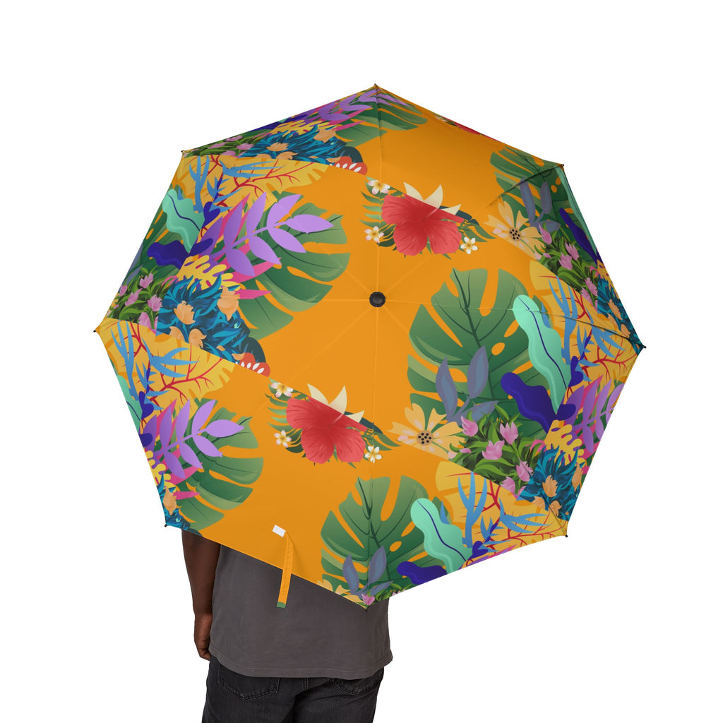 Tropical Floral Foldable Umbrella | Hibiscus Leaf Print