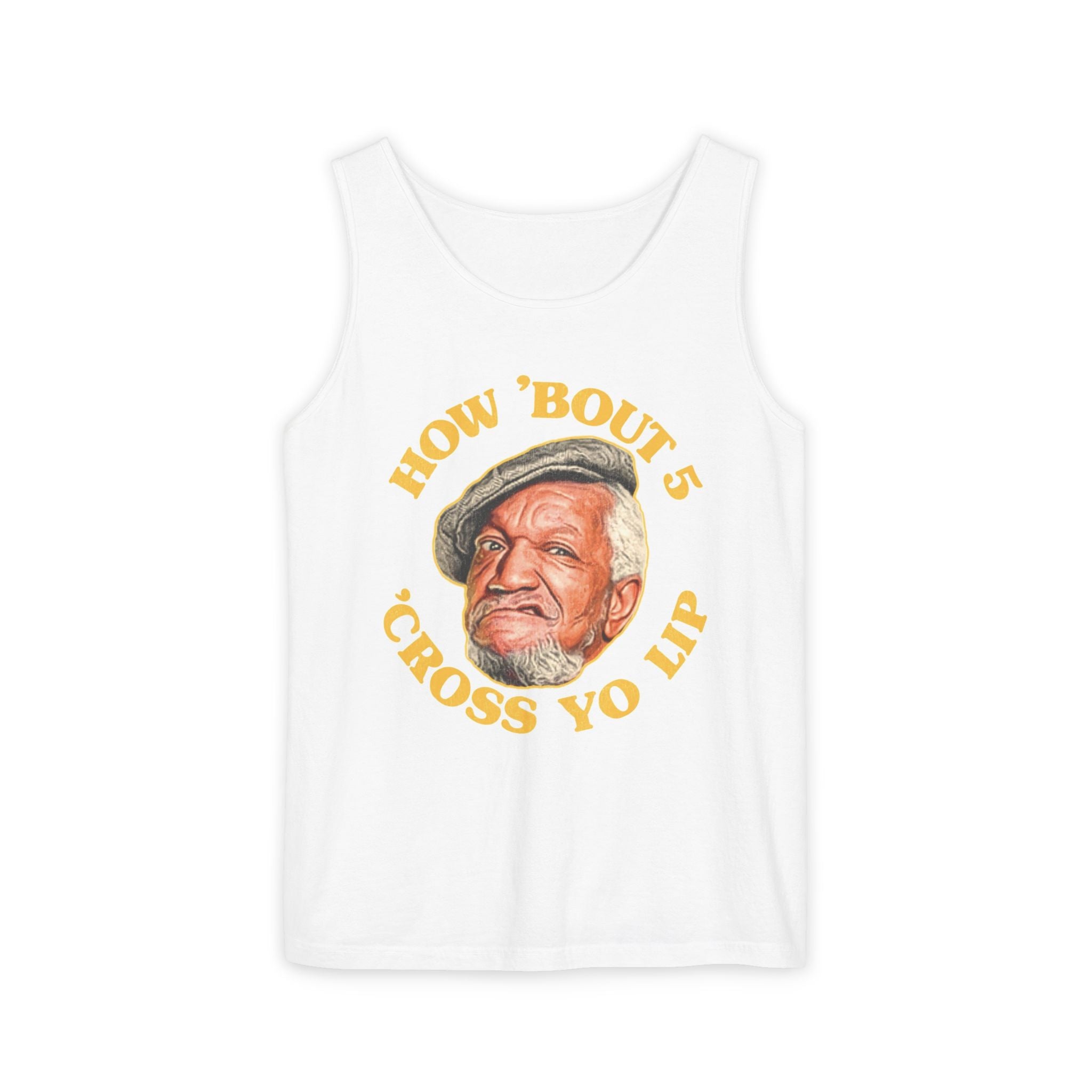 How 'Bout 5 Cross Yo Lip Tank Top | Vintage Elderly Face Illustration