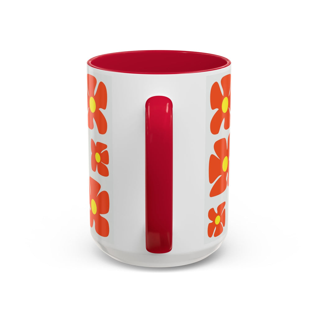 Retro Orange Flower Pattern Mug | 11oz 15oz Colorful Ceramic