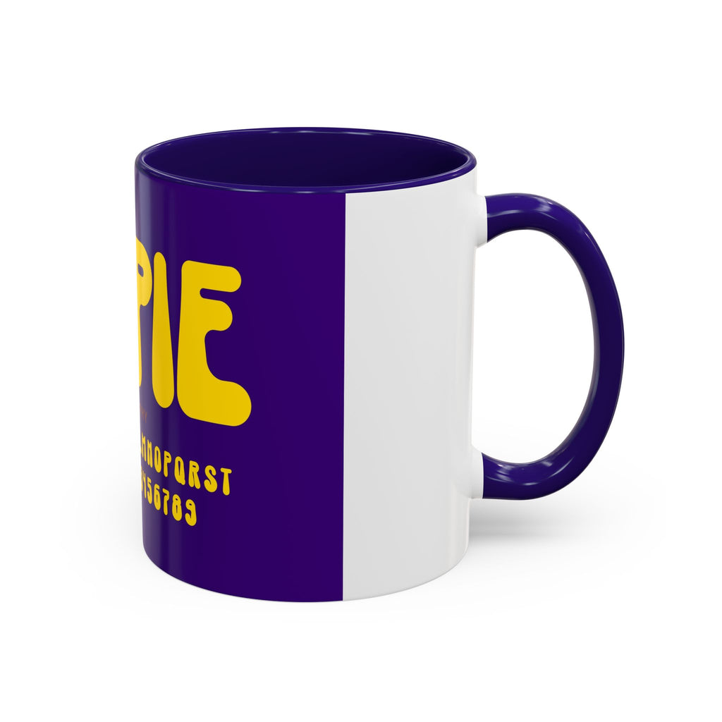 Hippie Typography Mug | Retro 70s Bubble Letters, Purple Yellow 11oz 15oz