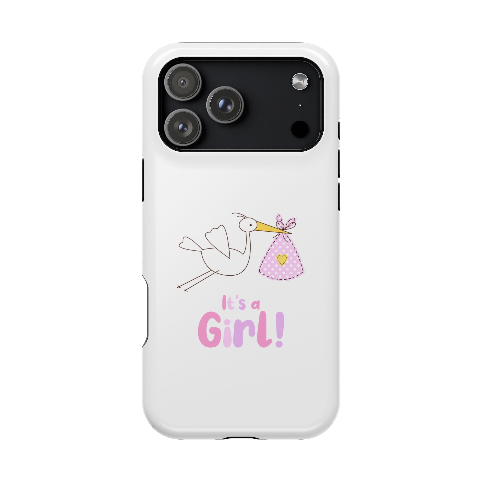 Phone Case - "It's a Girl!" Stork Baby Announcement Impact-Resistant Case