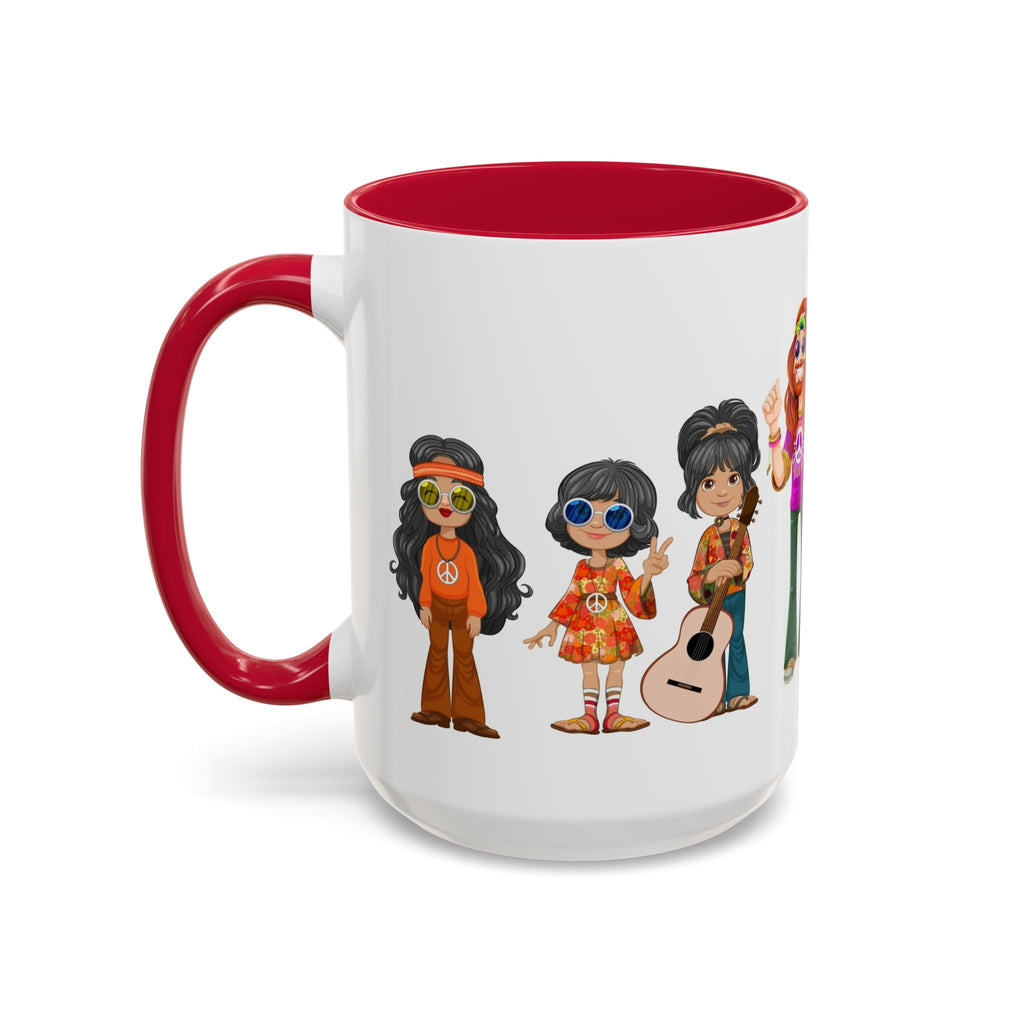 Retro Hippie Characters Mug | 11oz or 15oz Color Accent Ceramic